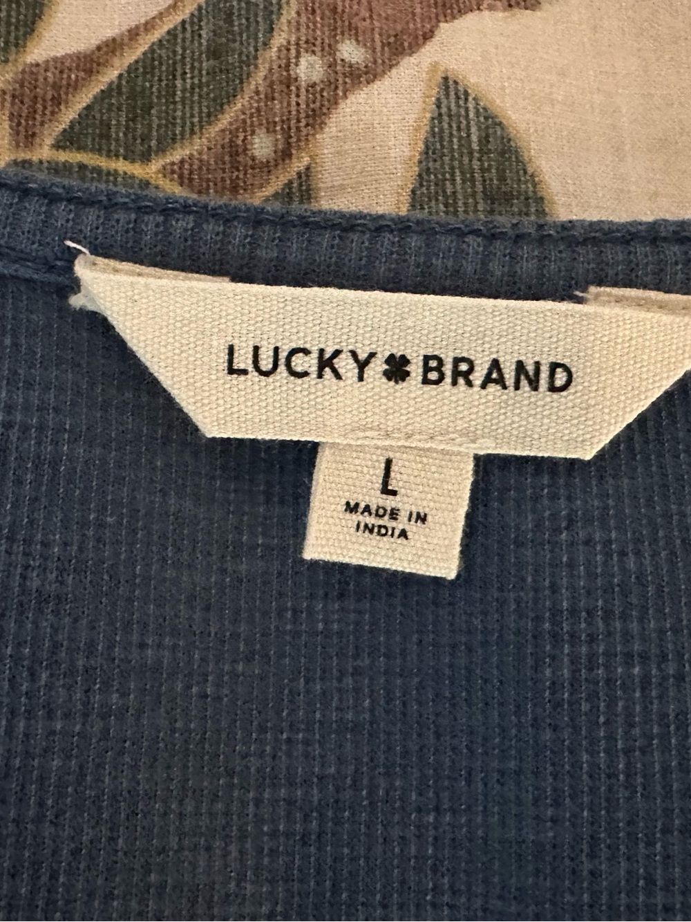 Lucky Brand V-Neck Lightweight Ribbed Knit Top in Slate Blue - Size L - Picture 6 of 8
